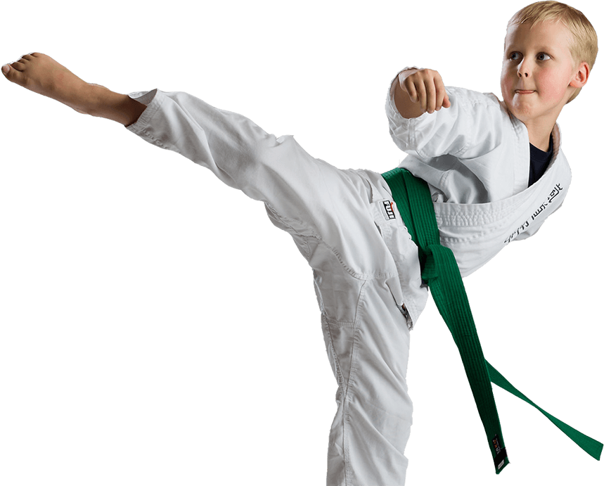 Kid practicing Karate kick